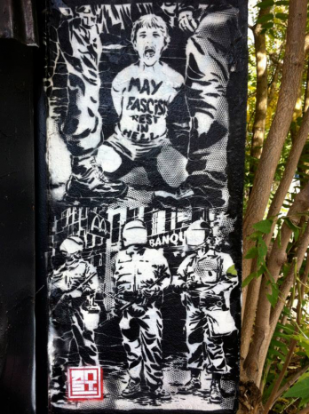 street-art, pochoir, stencil, art urbain, urban-art de RNST antifa, revolution